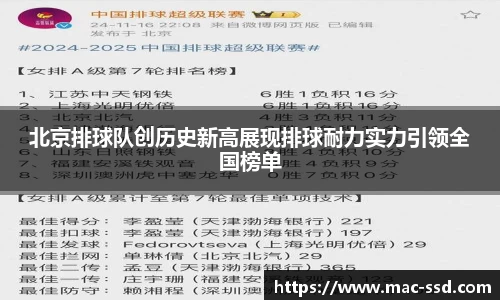 北京排球队创历史新高展现排球耐力实力引领全国榜单
